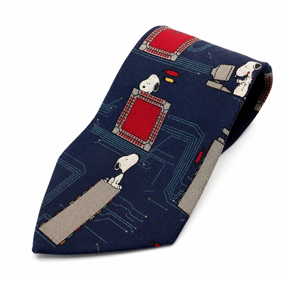 Peanuts United Feature Syndicate Men's Neck Tie Blue Micro Joe Snoopy 100% Silk